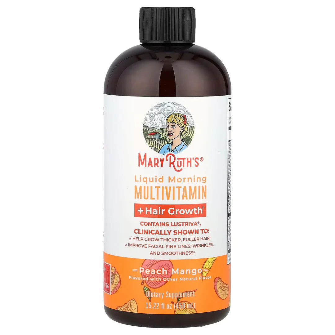 MaryRuth's Liquid Morning Multivitamin + Hair Growth - Peach Mango