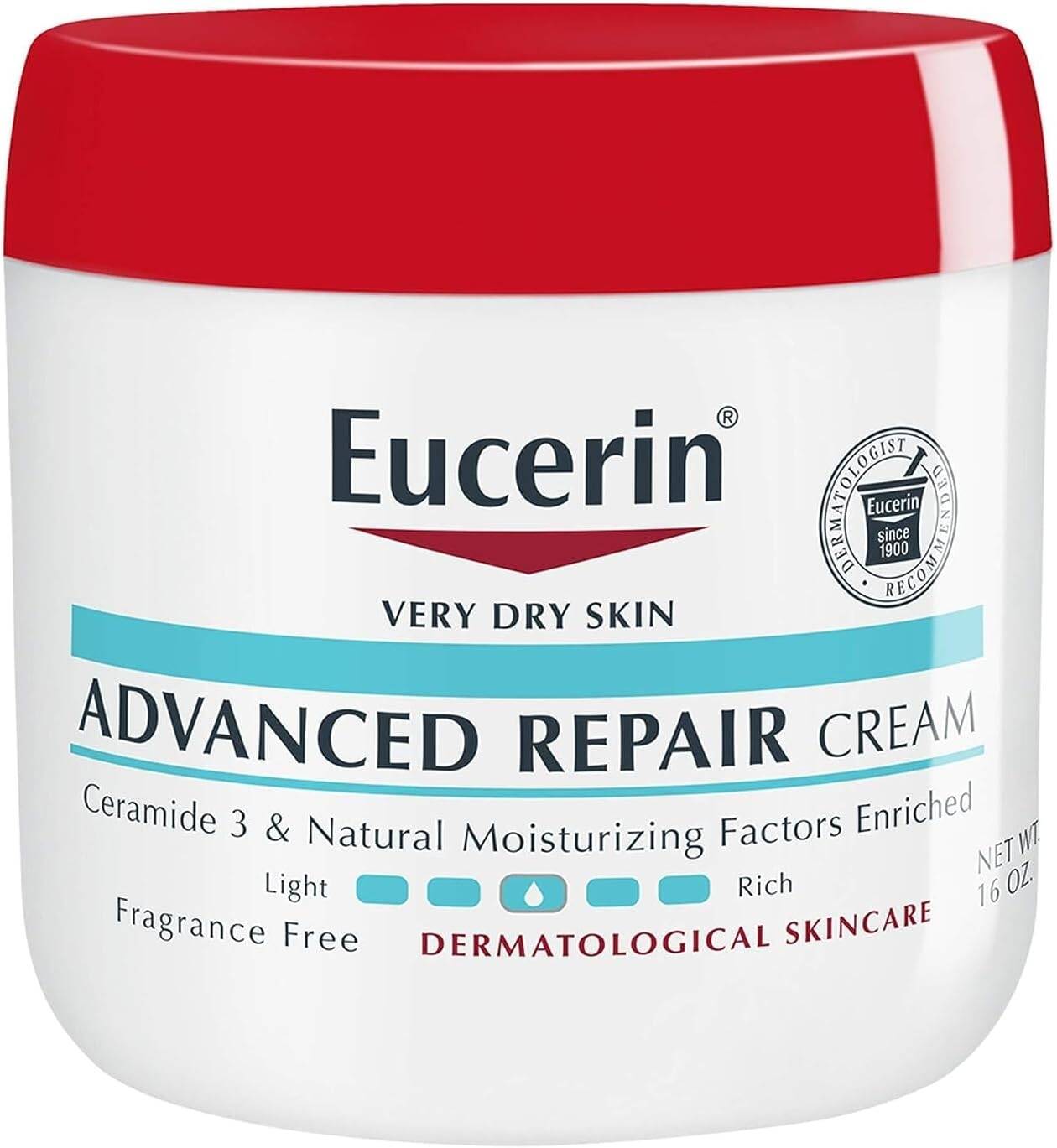 Eucerin Advanced Repair Body Cream for Very Dry Skin, Fragrance Free
