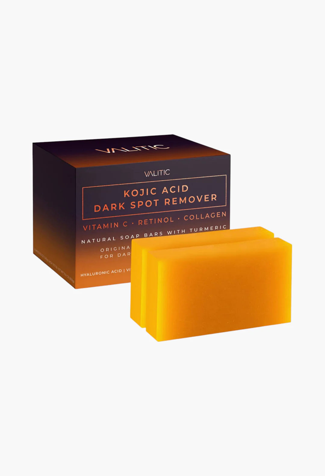 VALITIC Kojic Acid Dark Spot Remover Soap Bars with Vitamin C, Retinol, Collagen, Turmeric
